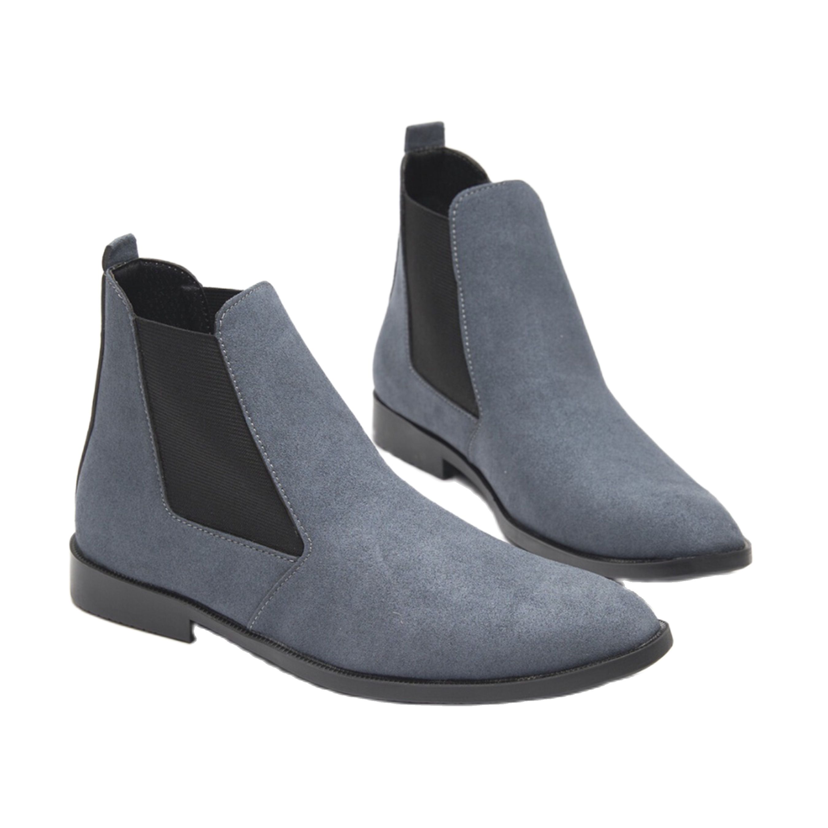 Giày Chelsea boots nam da lộn, cổ chun, đế khâu chắc chắn-CB548 -Đen buc GINON STORE