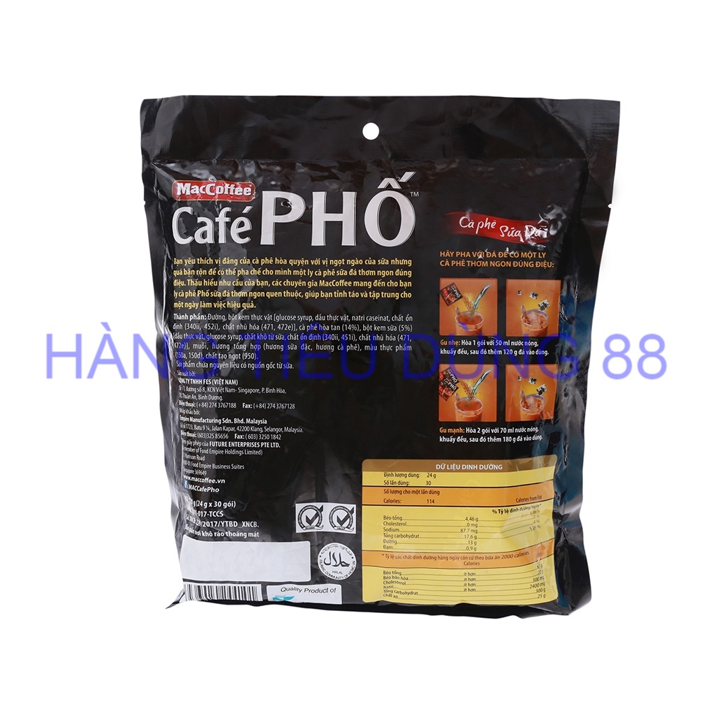 Cafe Phố - Cà phê sữa đá 720g ( 30 gói x 24g )