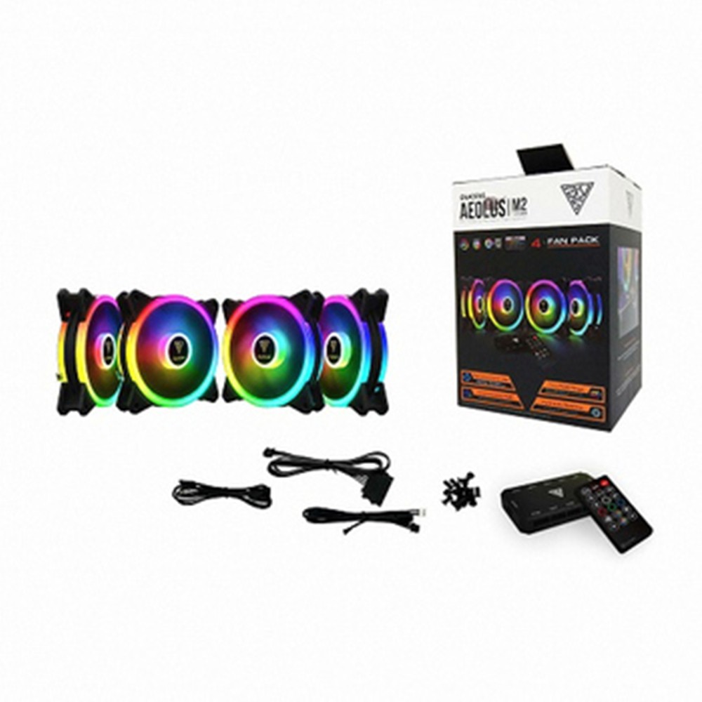 Bộ kit 4 fan led rgb + hub gamdias , quạt tản nhiệt cho case máy tính,bộ kit 4 fan led rgb - có hub rgb