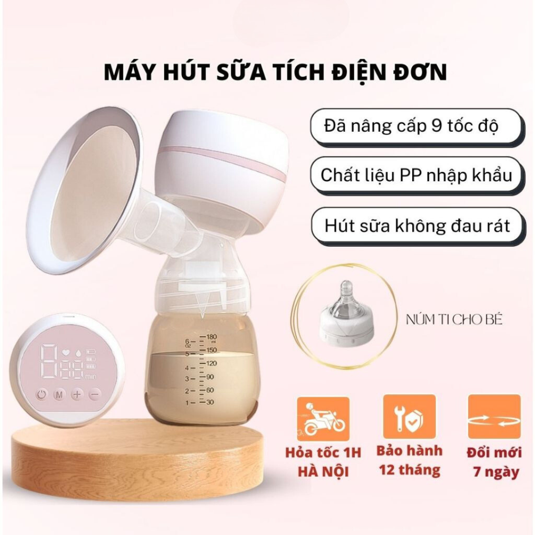 Máy hút sữa - máy hút sữa điện đôi - máy vắt sữa - máy hút sữa bằng điện sạc pin missbaby 2 chế độ hút 9 cấp độ hút tặng kèm 3 túi trữ sữa