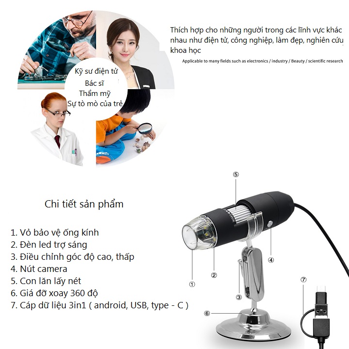 Kính hiển vi điện tử 1000X cắm cổng USB