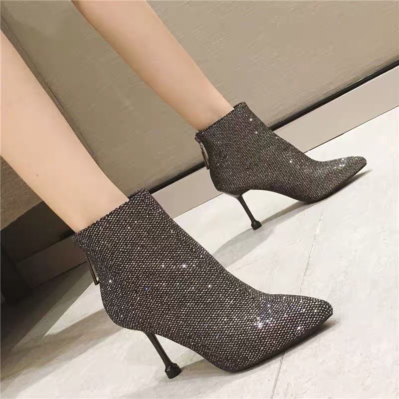Bốt gót đũa cổ trung kim sa siêu hót - A978