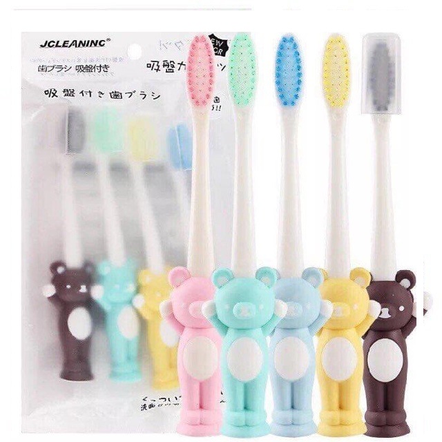 Set 4 bàn chải có nắp đậy hít chân cho bé