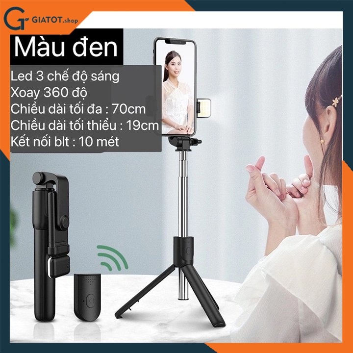 Gậy tự sướng 3 chân kiêm remote Bluetooth new