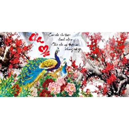 Tranh đính đá cha mẹ công mẫu đơn abc v060 lv158 |99x50cm|