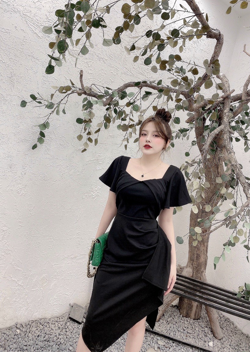 Đầm body xếp ly tà xéo - YB220911