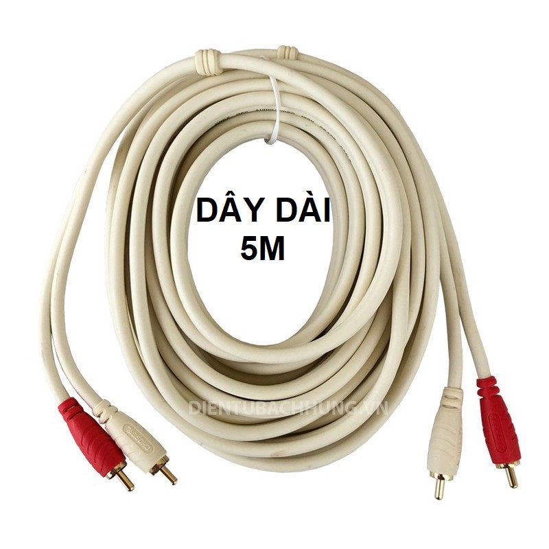 Dây AV 2 ra 2 - Dây Cáp Loa 4 Đầu Bông Sen AV Chống Nhiễu Choseal AQ5218 Loại Tốt 3m, 5m