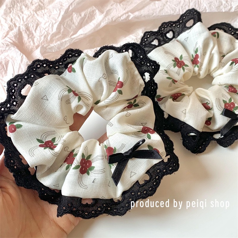 SCRUNCHIES LỤA CÁT CHERRY  - CỘT TÓC VẢI THỜI TRANG NỮ HOT TREND