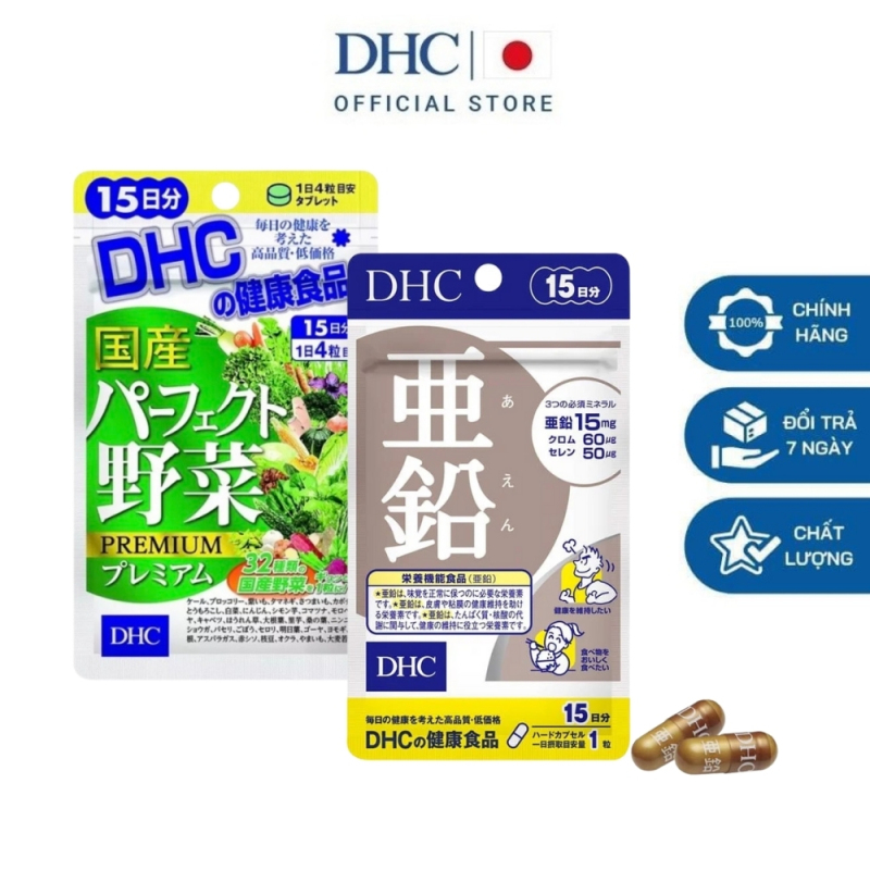 DHC Viên uống bổ sung kẽm zinc và 32 loại rau củ tổng hợp hỗ trợ rục tóc, giảm nóng trong 15 ngày nhập khẩu