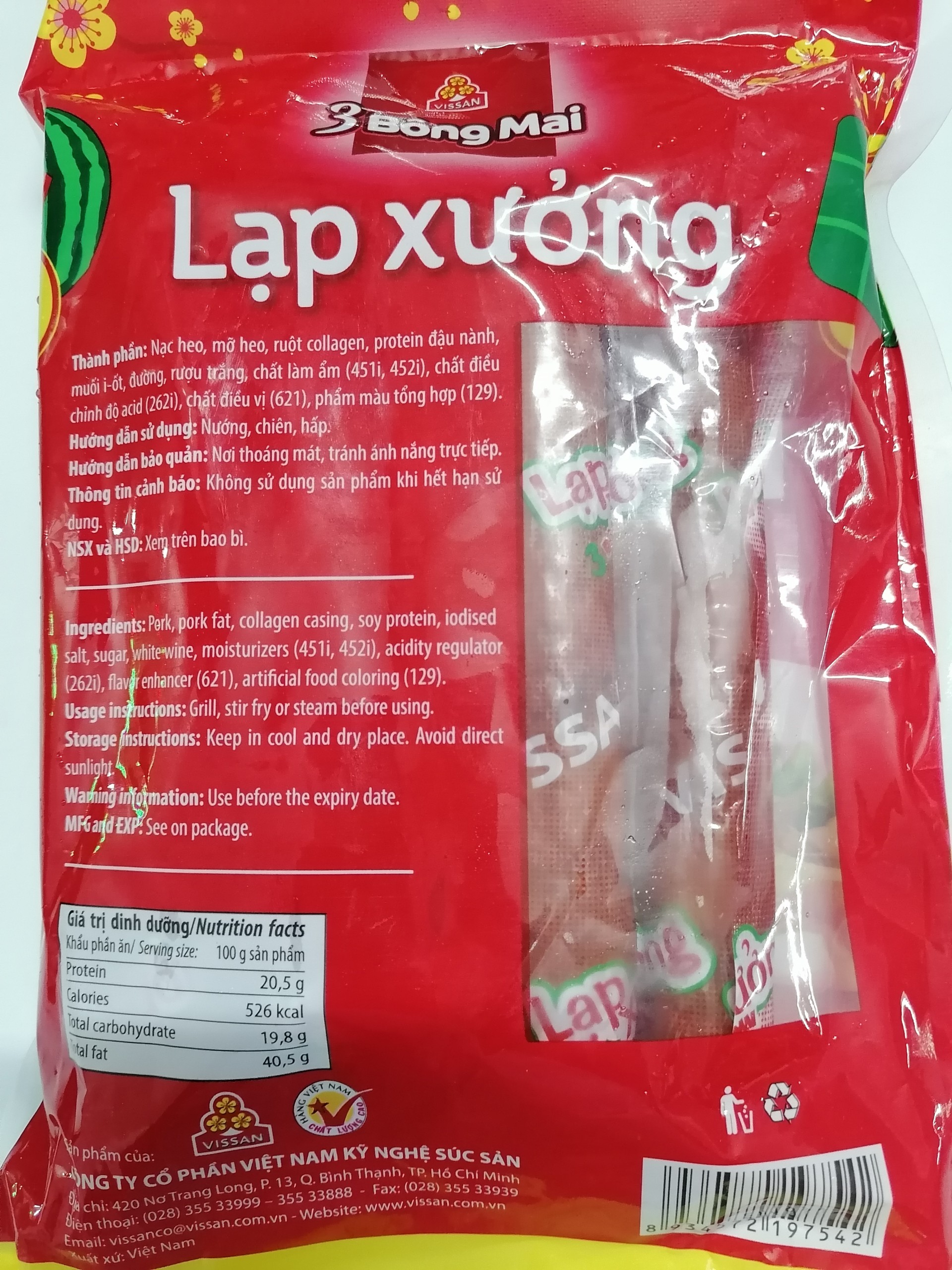 [Gói 500g – 3 BÔNG MAI] LẠP XƯỞNG [VN] VISSAN Sausage
