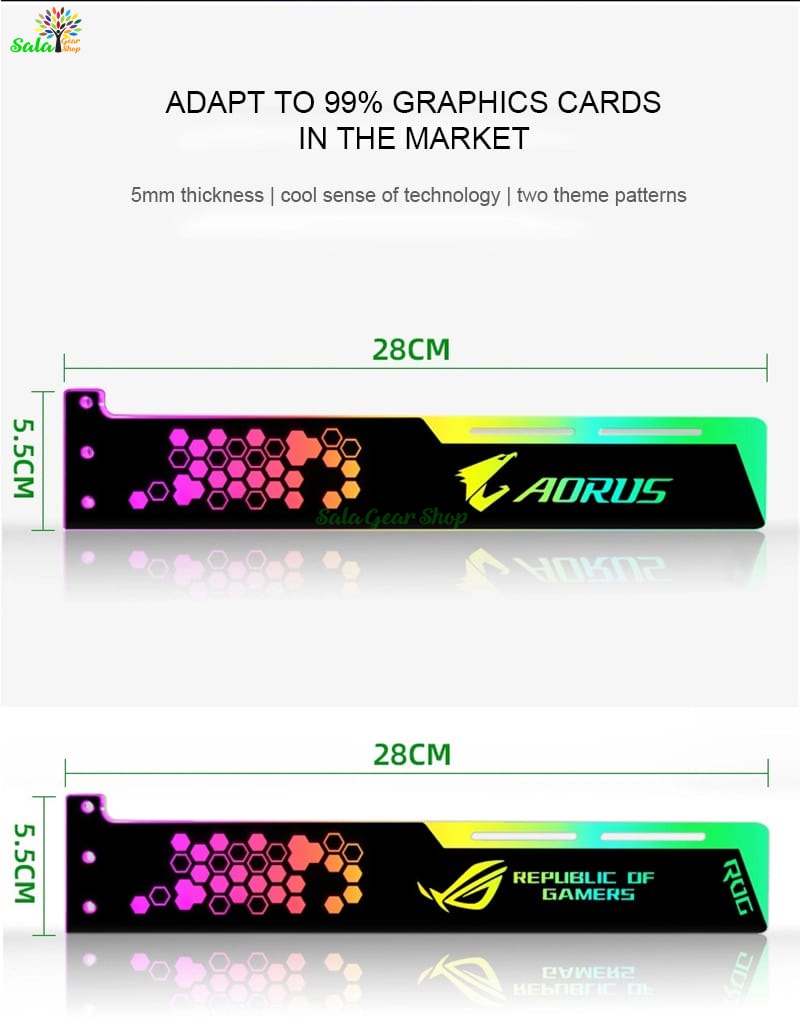 Đỡ Card VGA Logo AORUS/ ROG đồng bộ led hub Coolmoon