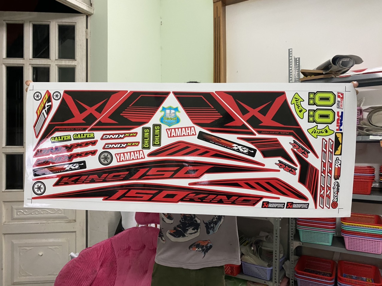 TEM RỜI EXCITER 150 MXKING DÁN XE ĐỎ
