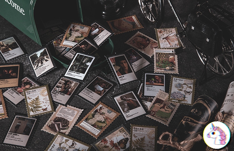 set 100 sticker vintage - sticker tem thư - little postman