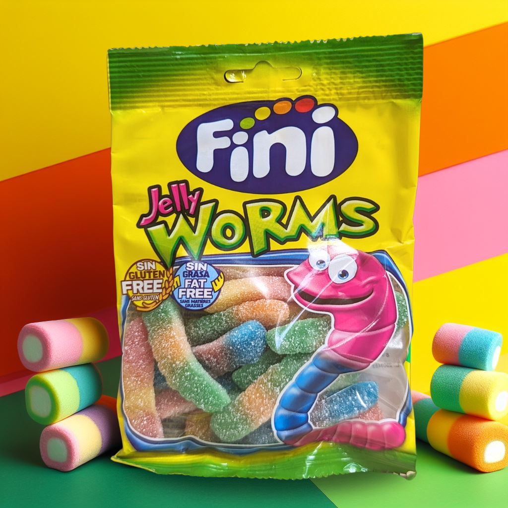 Kẹo dẻo Fini Jelly Worms Sâu Chua Vị Trái Cây 90g