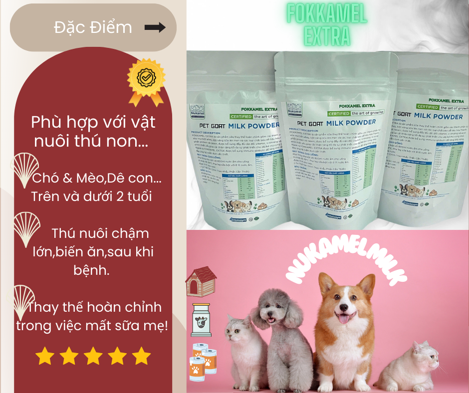 Sữa bột non cao cấp NUKAMEL EXTRA (400g) Cho Chó Mèo Dê Con thú cưng non...