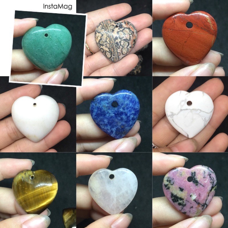 MẶT DÂY ĐÁ TRÁI TIM ĐỤC LỖ 60K