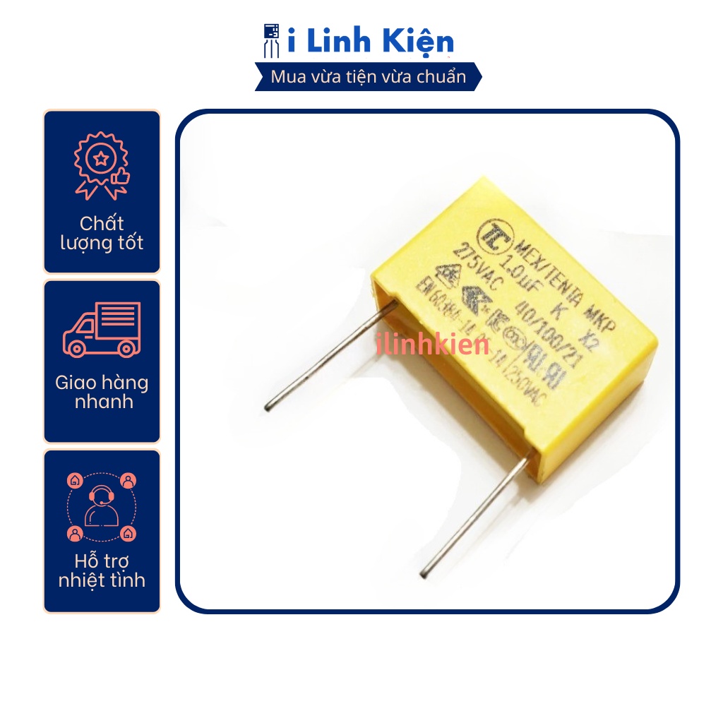Tụ lọc nguồn ac 1uf 275v chân 22mm