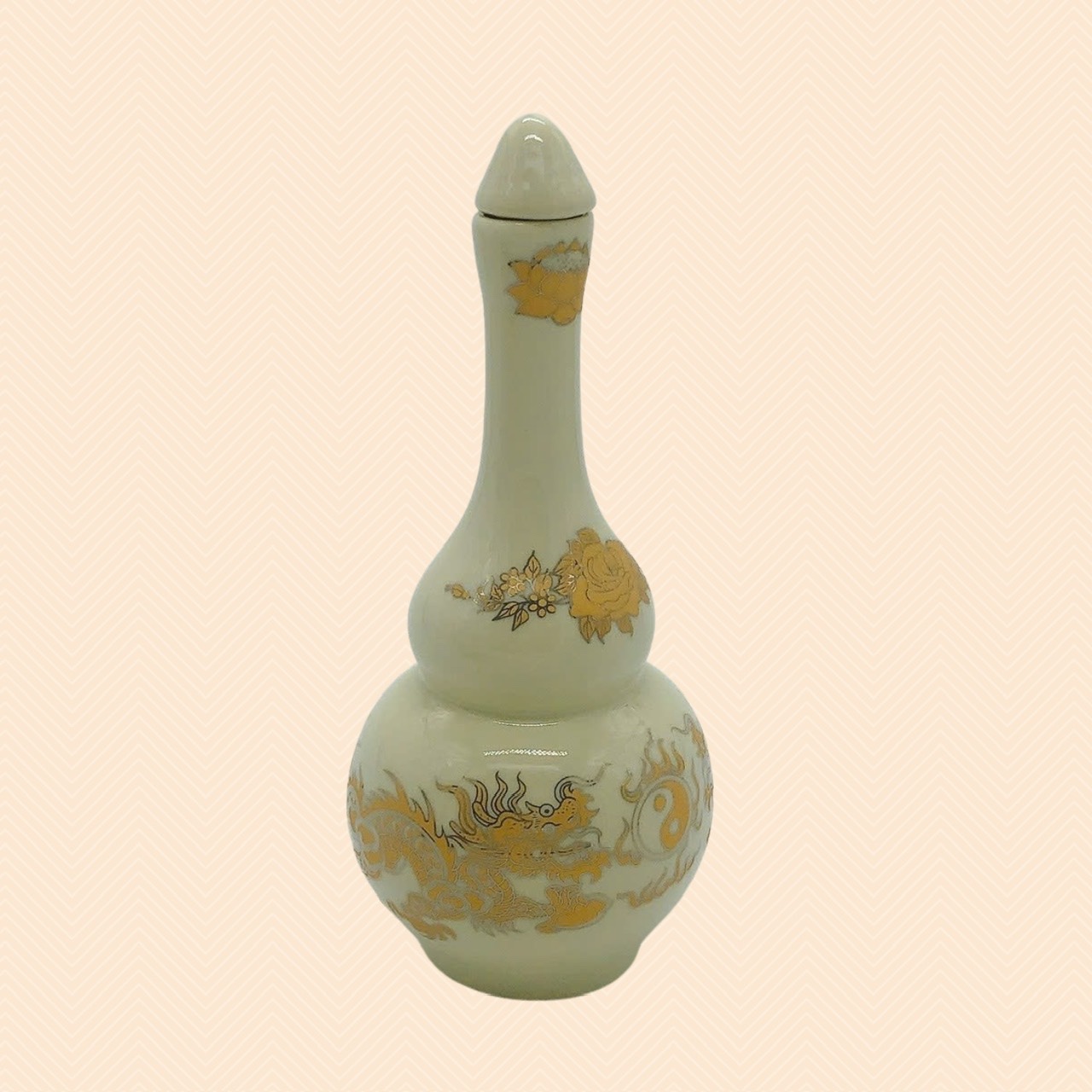 Nậm thờ men vàng kim lưỡng long