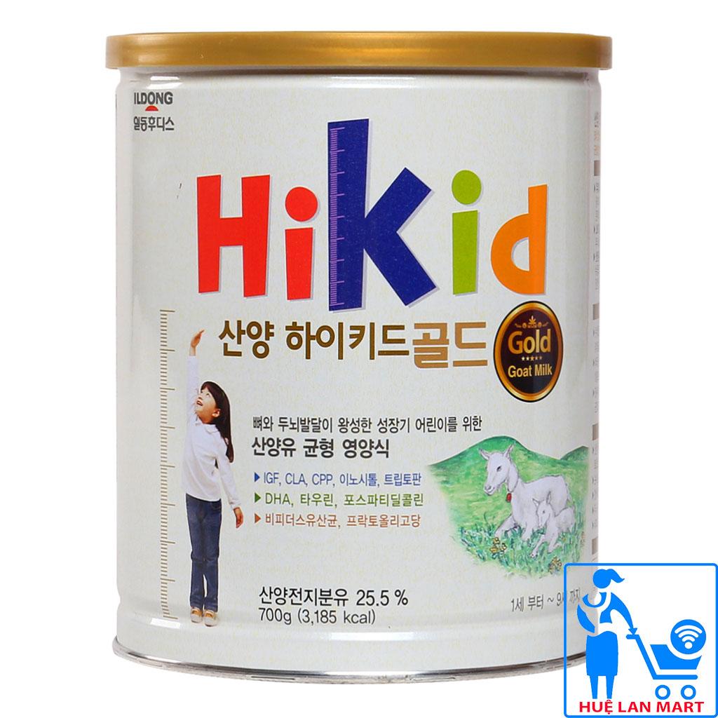 Sữa Bột Hikid Gold Goat Milk Hộp 700g (Sữa dê, dành cho trẻ từ 1~9 tuổi)