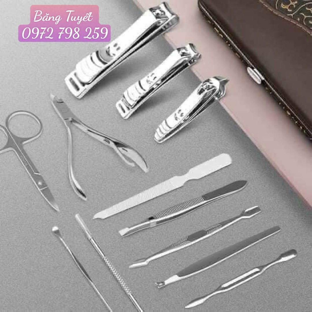 Bộ kìm kéo bấm móng cắt móng dụng cụ chăm sóc móng tay 12 món