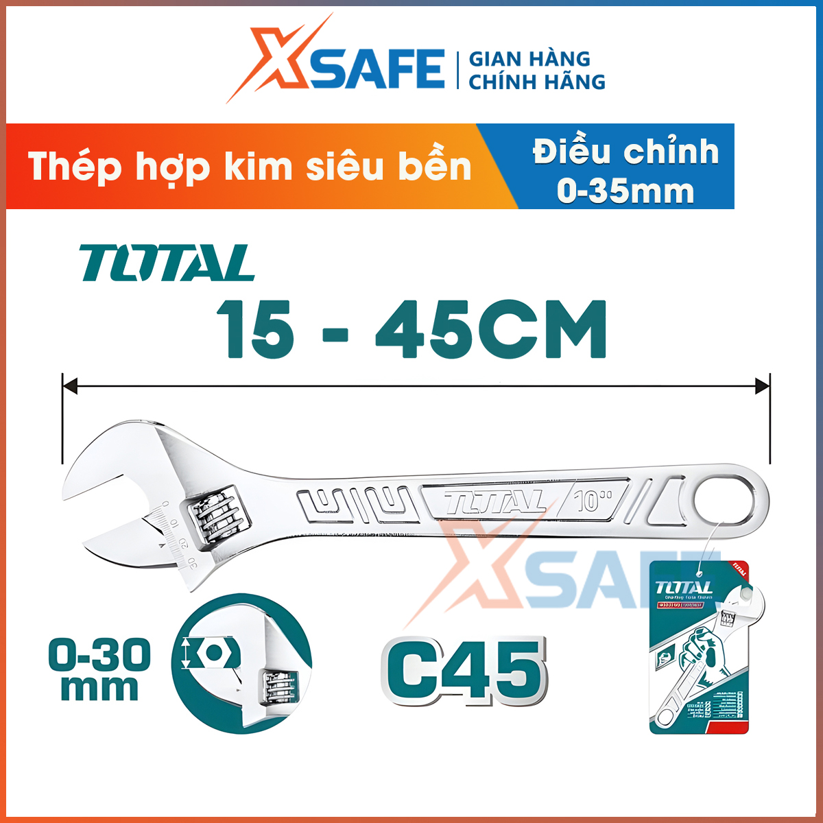 Total Dipper wrench full size superior hard stainless steel CR-V embroidered diameter screw tap opening screw machine repair nut tht101063