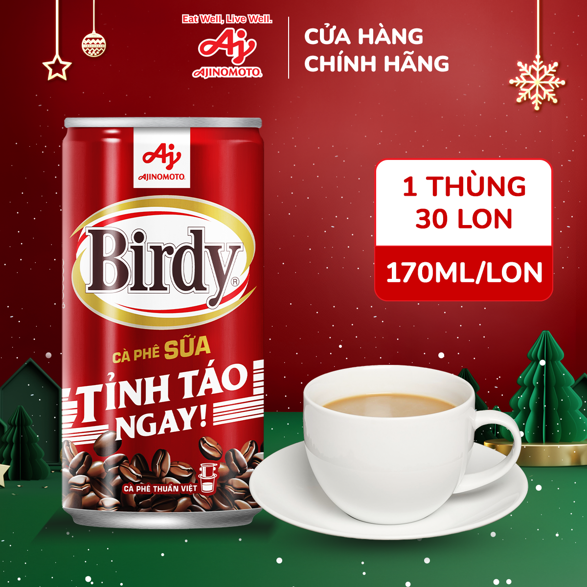 Thùng 30 Lon Cà Phê Birdy® Sữa 170ml/Lon