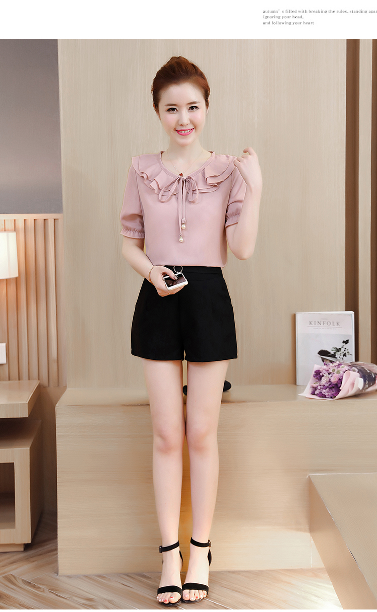 [PILA FASHION]ÁO KIỂU NỮ CỔ NƠ TAY BO MÀU VÀNG - AP0065