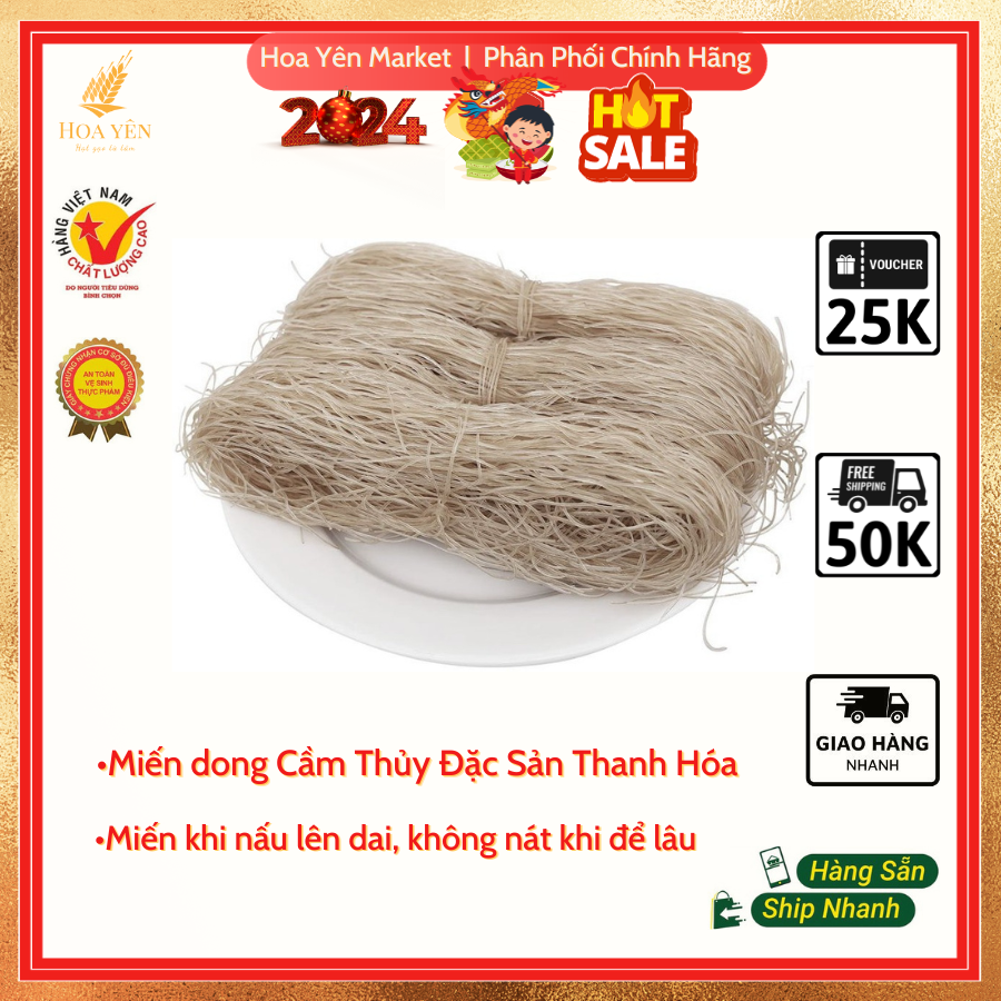 Miến Dong Cẩm Thủy Đặc Sản Thanh Hóa 1kg Hoa Yên Market, Miến ngon sợi miến khi nấu lên dai thơm, không nát khi để lâu