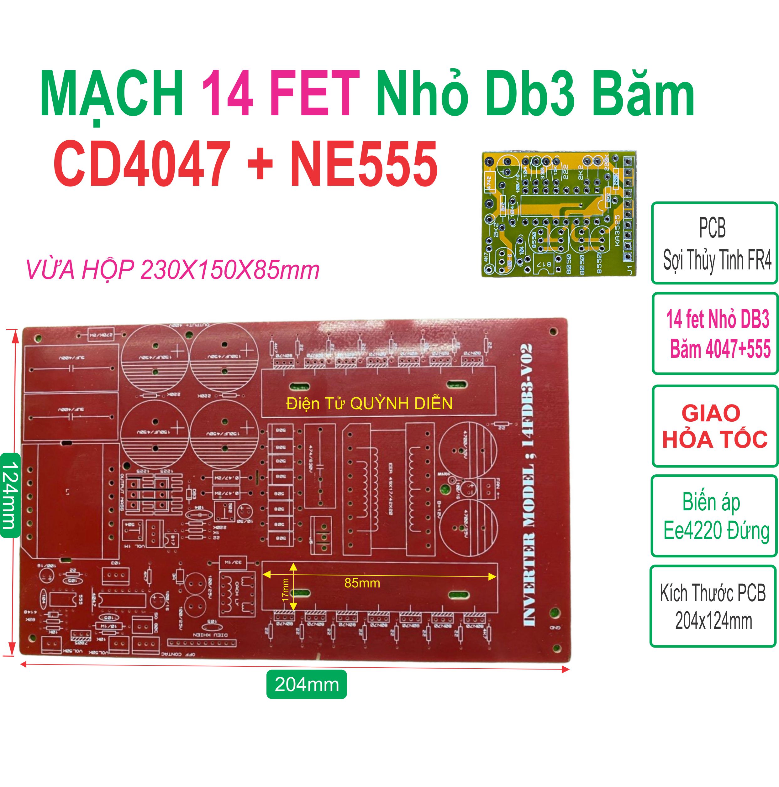 PCB bo mạch kích điện 14 fet đảo pha băm âm DB3