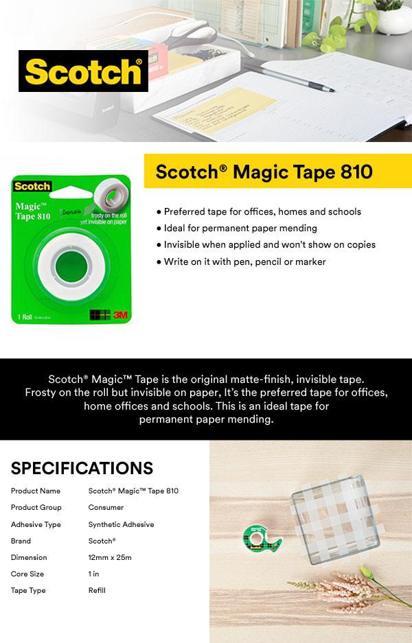 Bộ 3 cuộn băng keo 3M 810 Scotch Magic Tape