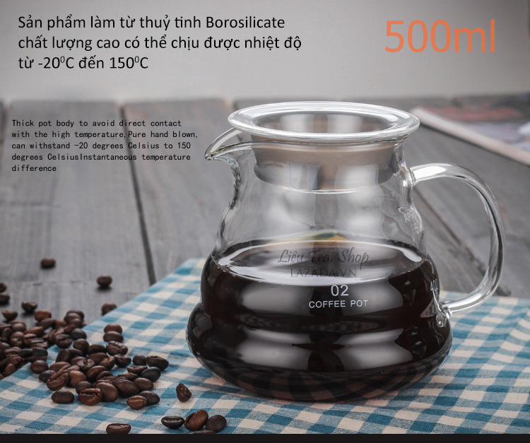 Bình lắc cafe cà phê có ngấn thuỷ tinh bình mây bình pour over bình pha chế bình lắc coffee server