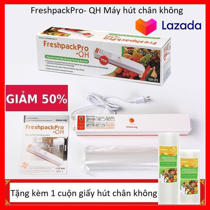 Máy hút chân không giá tốt - máy hút chân không thực phẩm fresh pack pro hàng chuẩn + công nghê nhật bản + hút xong tự động hàn miệng túi