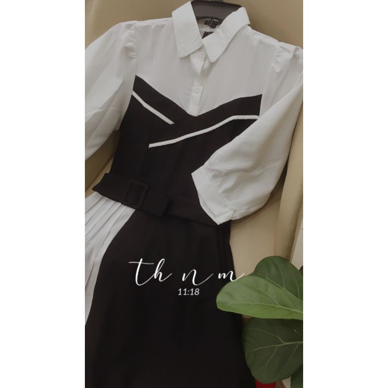 [HCM]Đầm Công Sở Phối Dập Li Taris Dress