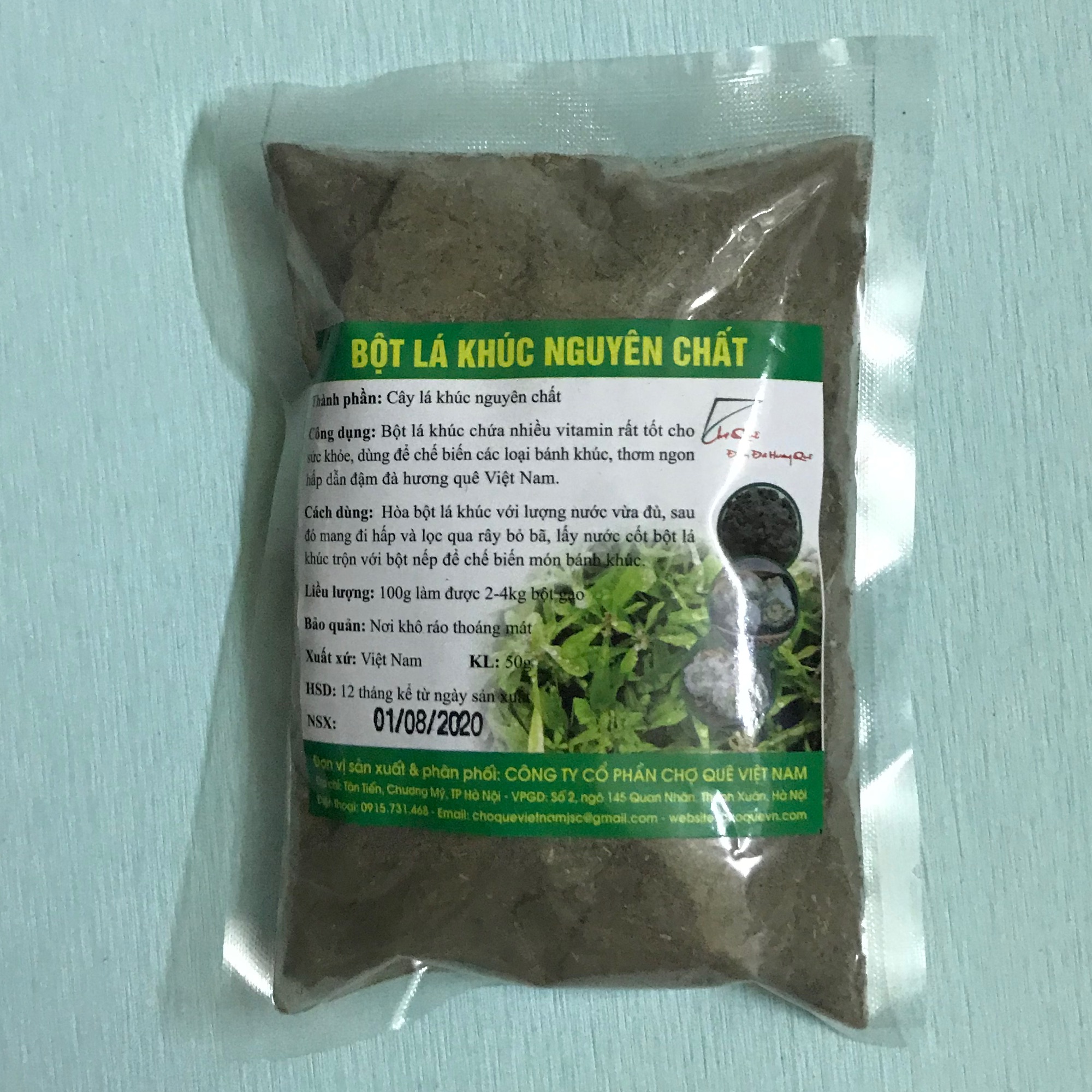 Bột lá khúc nguyên chất gói 50gam