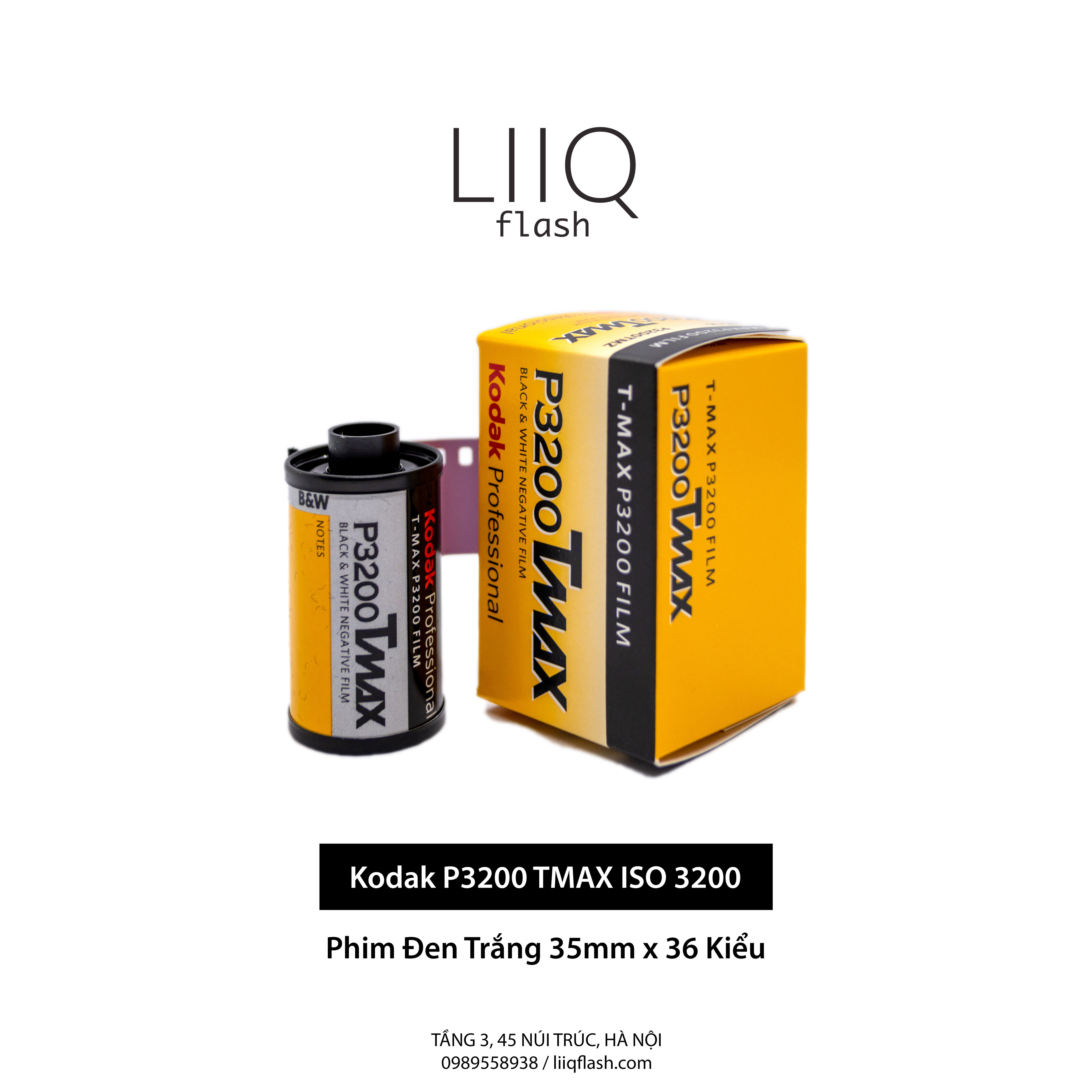 Phim Kodak P3200 TMAX ISO 3200, Đen Trắng B&W, 135 35mm x 36 Kiểu
