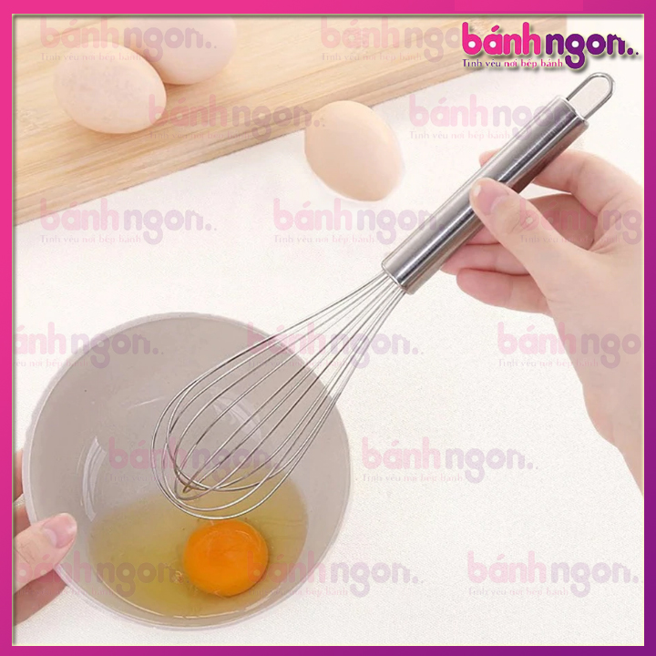 Phới lồng dụng cụ đánh trứng bằng cầm tay bằng inox 25cm