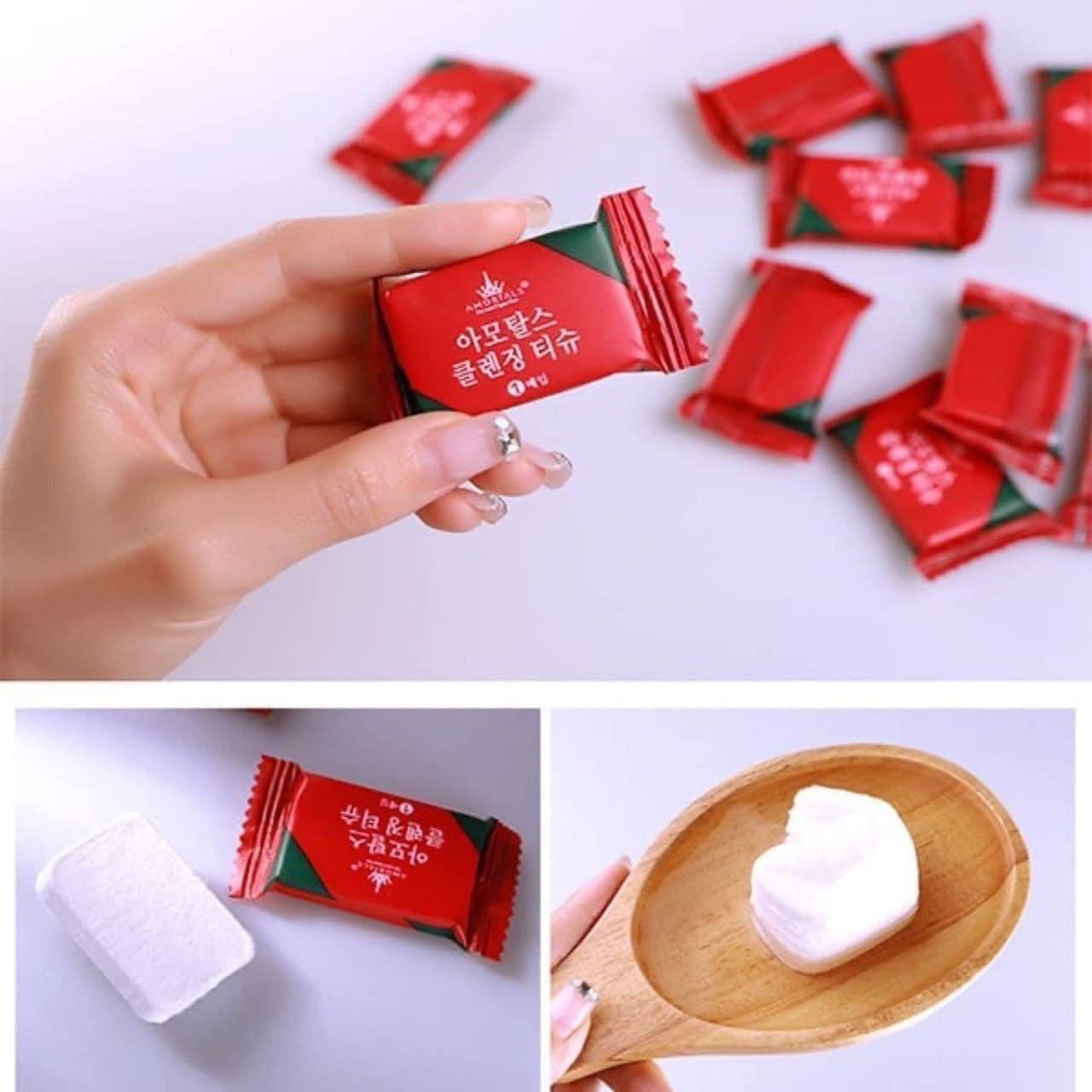 Combo 100 chiếc khăn lau mặt nén hình viên kẹo ( 5 gói mỗi gói 20 cái)