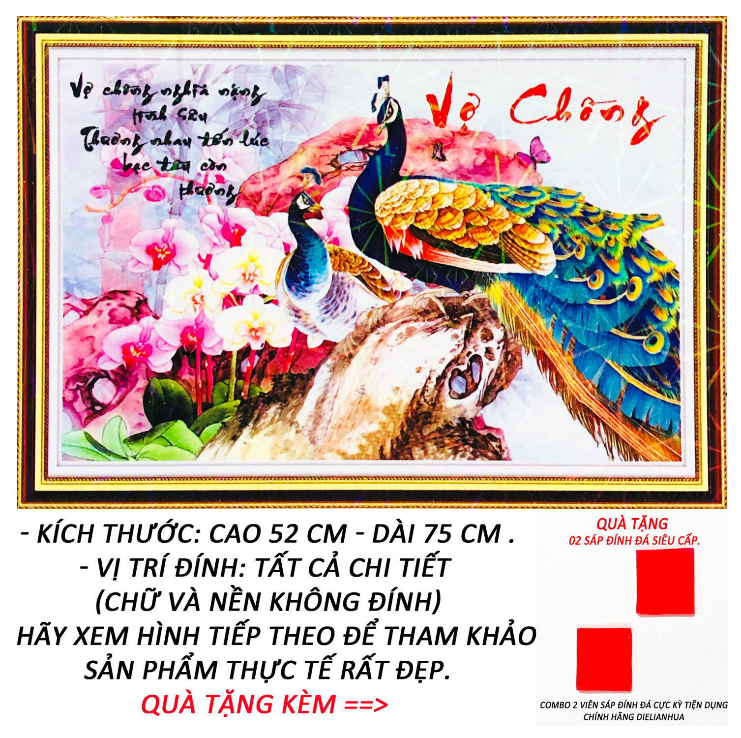 Tranh Đính Đá Tự Làm - Vợ Chồng Chung Thủy Sắc Son 39 (Kèm Quà Tặng) - Tranh Minh Hiền (TỰ ĐÍNH ĐÁ)