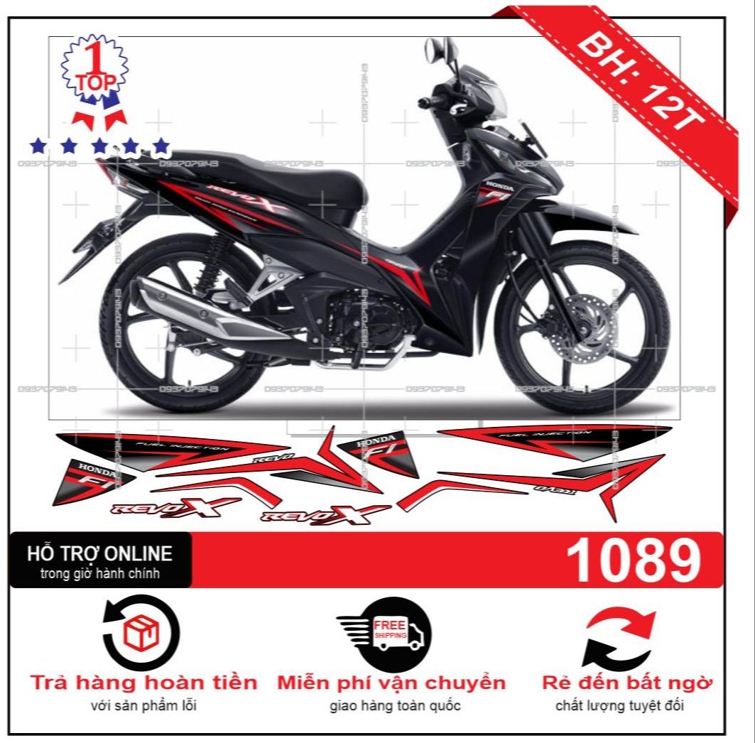 Tem rời dán xe wave RSX mẫu zin đỏ đen