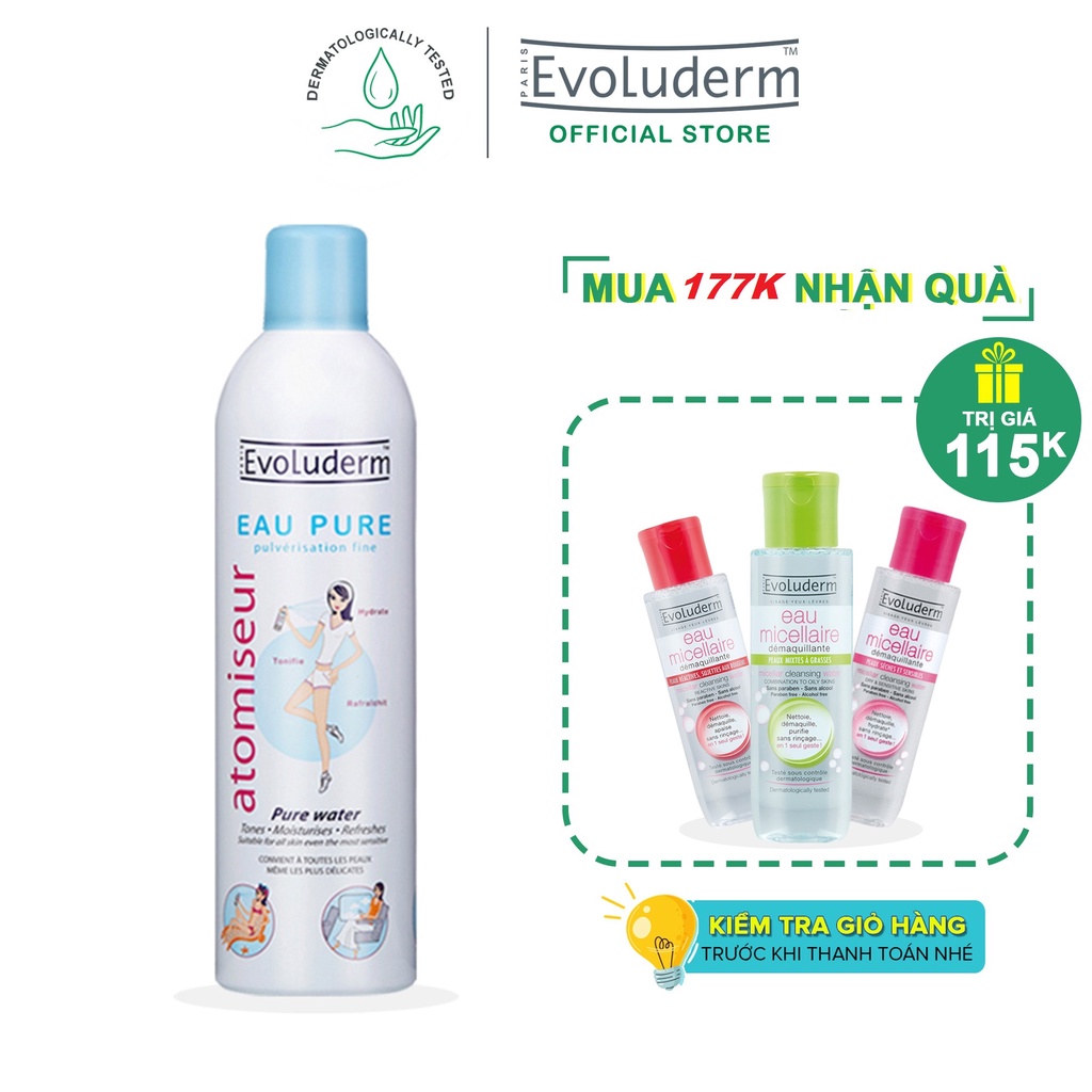 Xịt khoáng Evoluderm Atomiseur Eau Pure 400ml