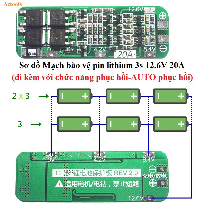 Mạch sạc và bảo vệ pin 3s 20a