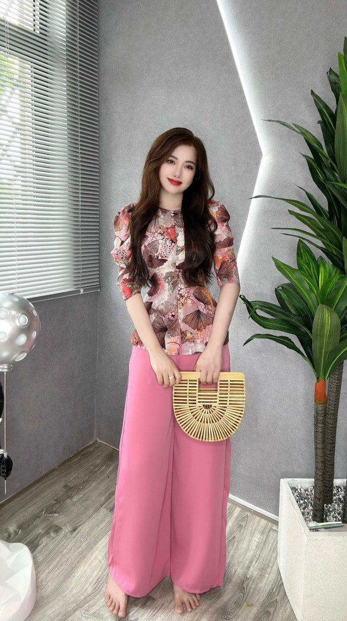 BỘ BÀ BA LỤA HOA NHÍ 3D TAY SUÔN