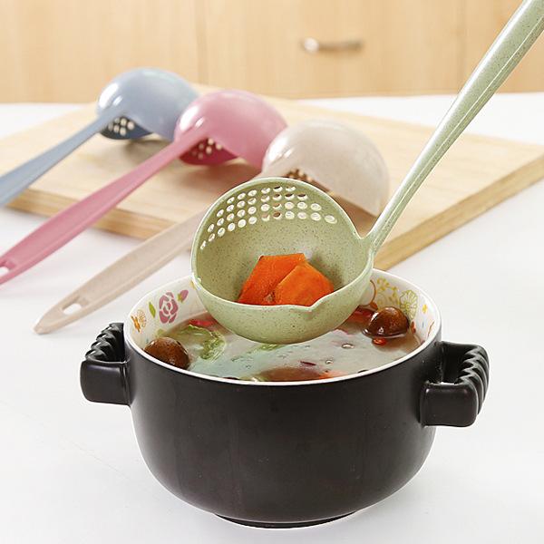 Dụng cụ múc canh lua mạch, nhựa lúa mạch cao cấp có lỗ, muôi muỗng múc canh, mì phở tiện dụng