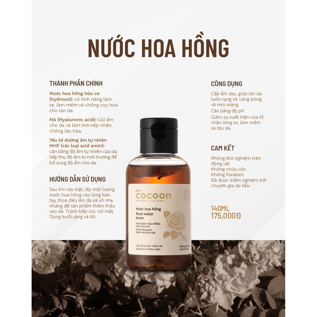 [HCM]Nước hoa hồng Cocoon 140ml (Rose water toner)
