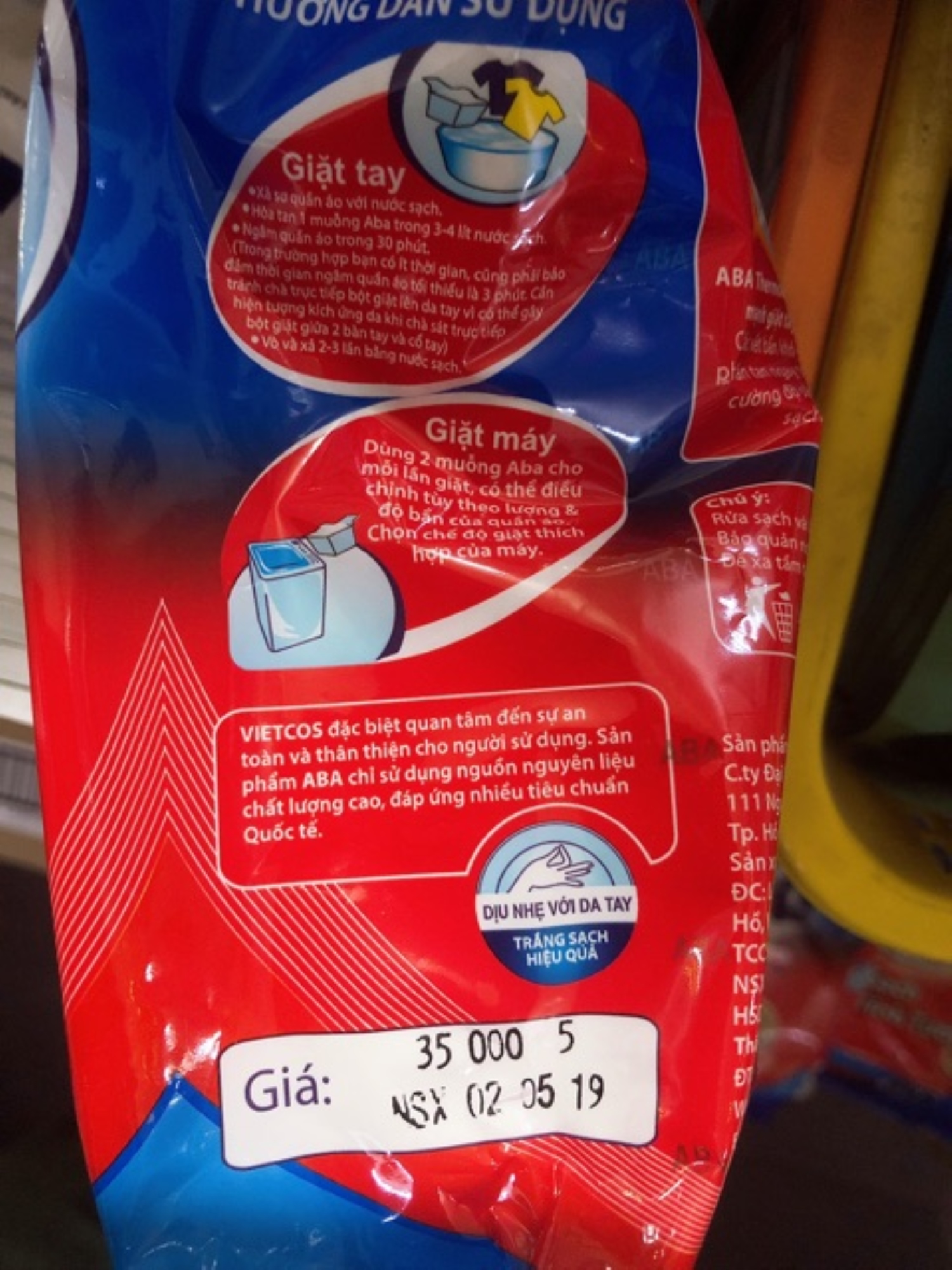 ♂  Bột Giặt Nhiệt Aba Sạch Tinh Tươm gói 800g