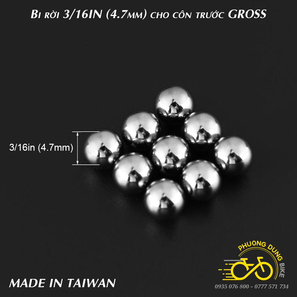 Bi rời 3/16IN (4.7mm) cho trục côn trước xe đạp GROSS