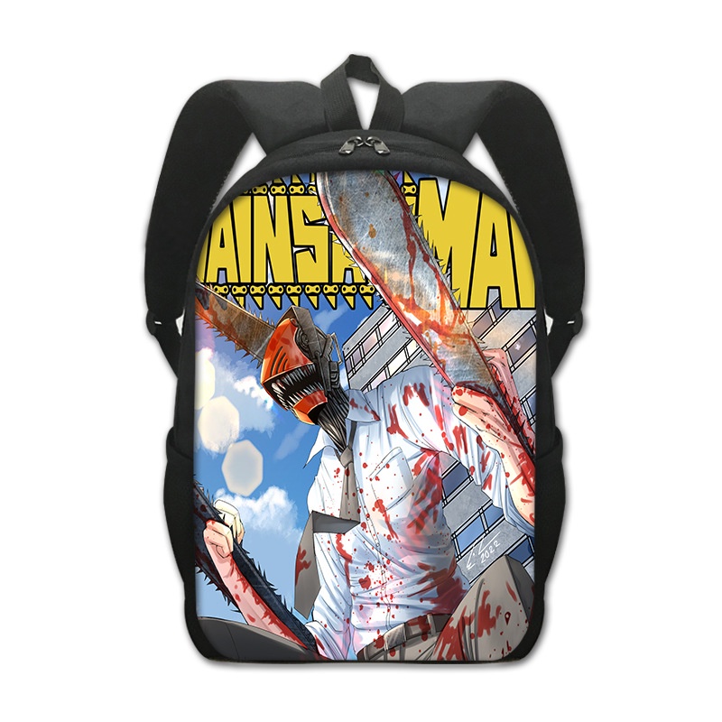 New chainsaw man anime school bag chainsaw man creative polyester comfortable backpack