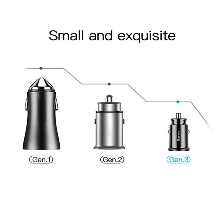 Tẩu sạc ô tô, xe hơi nhãn hiệu Baseus CCALL-ML01 dùng cho điện áp 12-24V, dòng ra 3.1A (Màu đen)