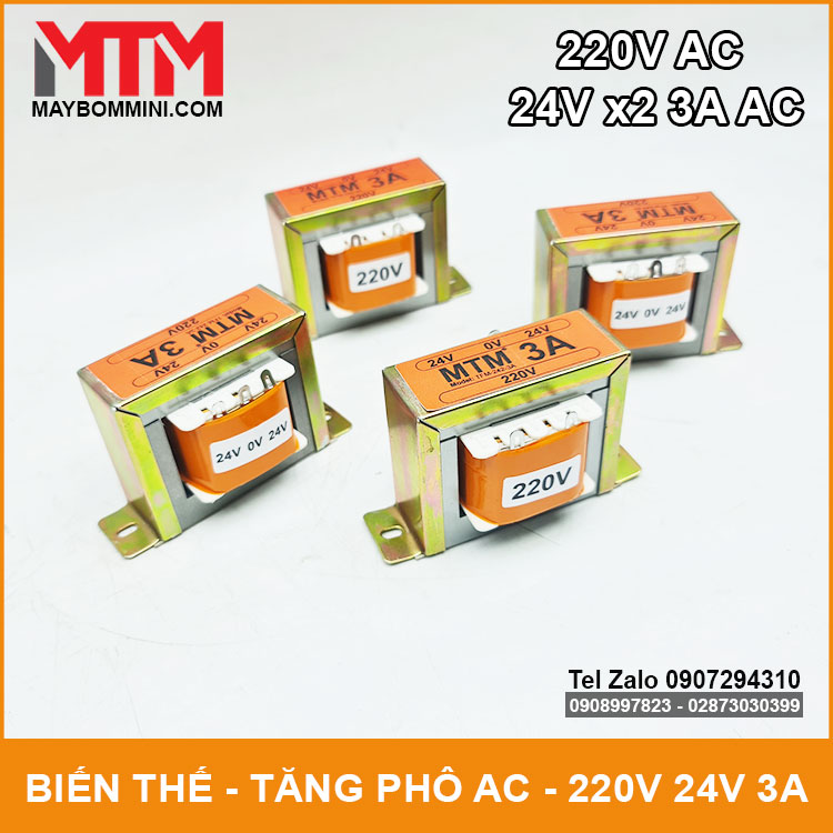 Biến thế 220V ra 24V AC 3A đôi MTM