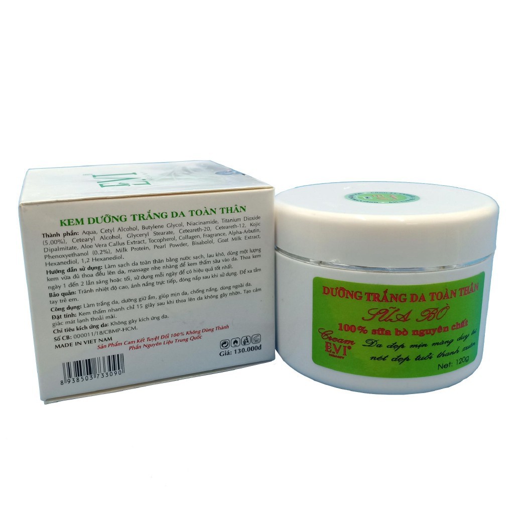 Kem body siêu trắng cấp tốc tinh chất Sữa Bò Cao Cấp EVI (120g)